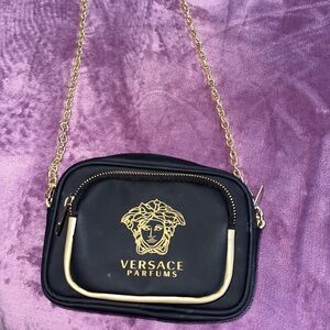 Versace Black Crossbody Bag with Gold Chain